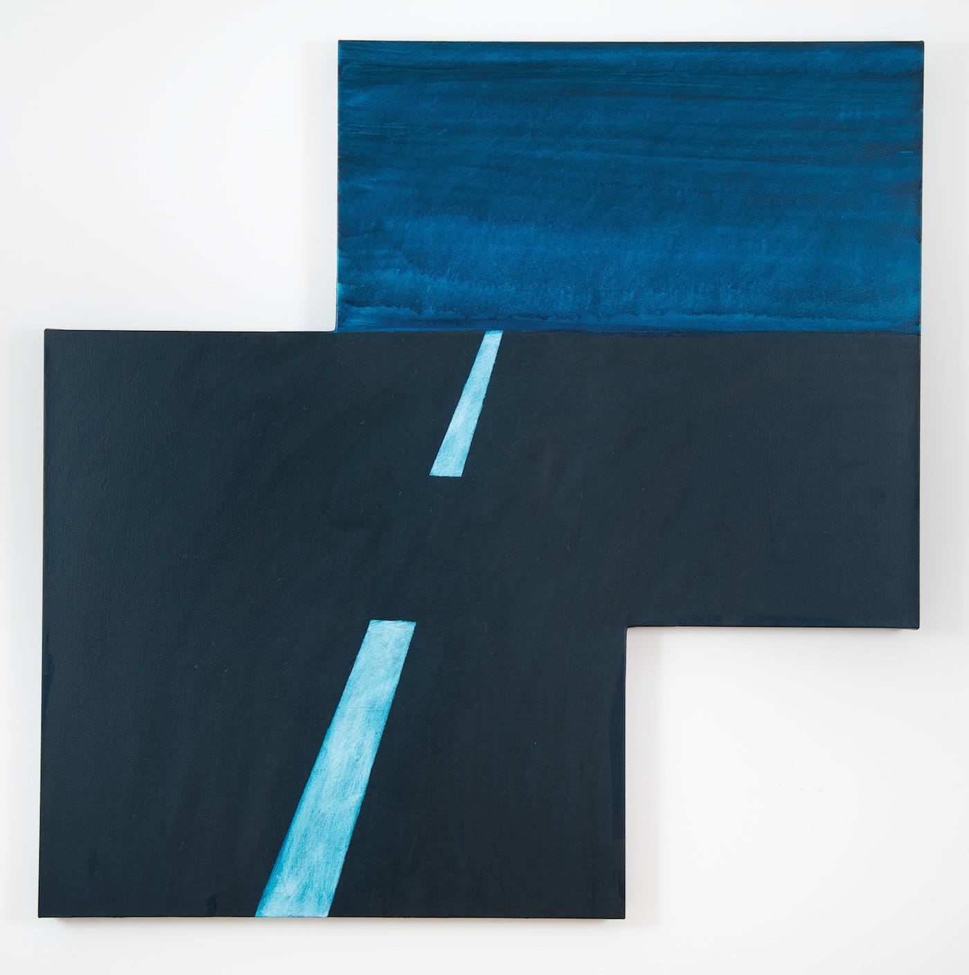 Mary Heilmann, "Maricopa Highway" (2014), oil on canvas, acrylic and watercolor on canvas (©Mary Heilmann, photo by Marie Catalano; courtesy of the artist, 303 Gallery, New York, and Hauser & Wirth)
