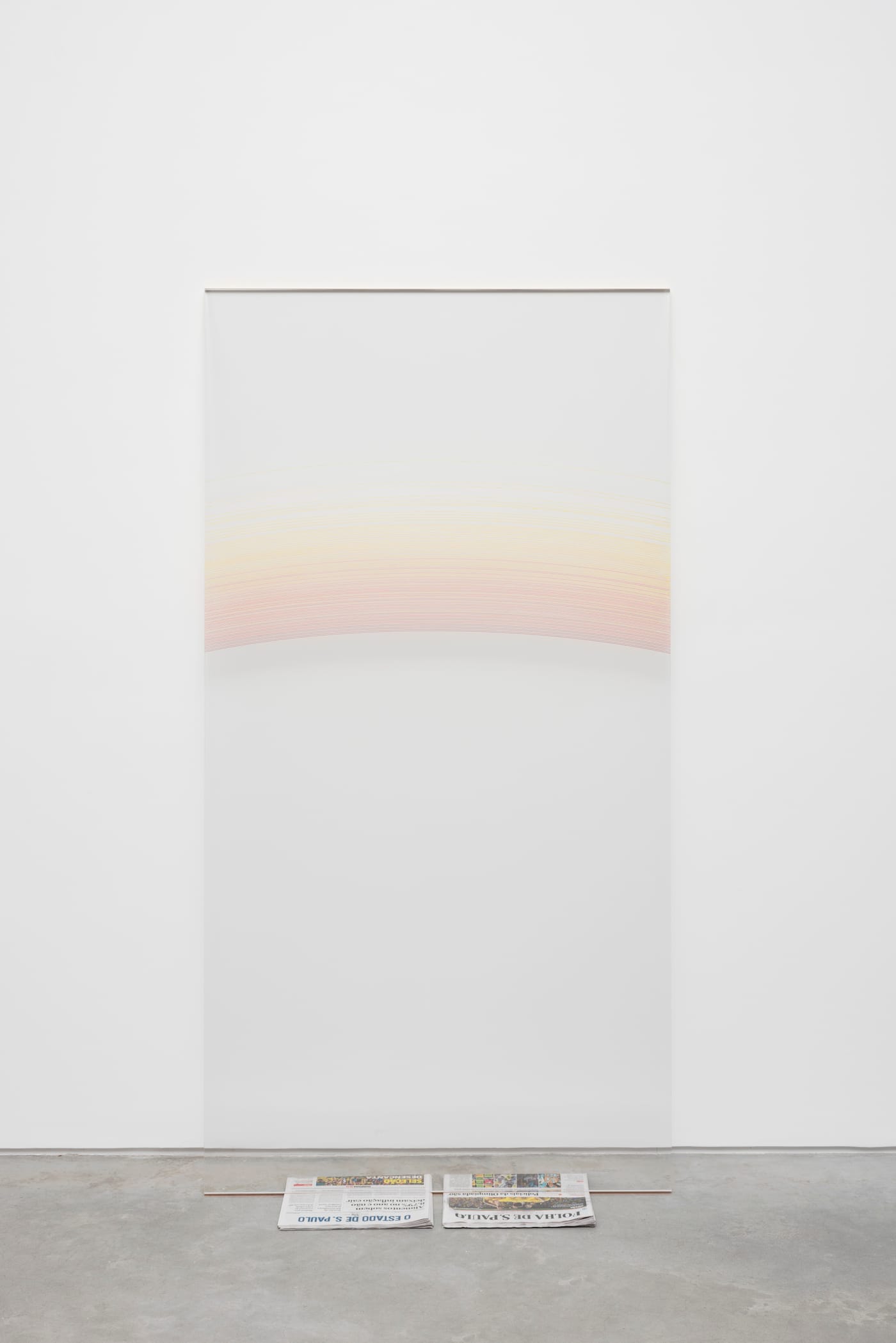 Ivan Grilo, "Mais um dia" (2016), engraving on plexiglas, wax, and newspapers