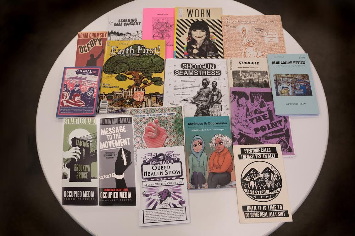 Publications on view in 'Protests in Print' at the New York Public Library (courtesy NYPL)