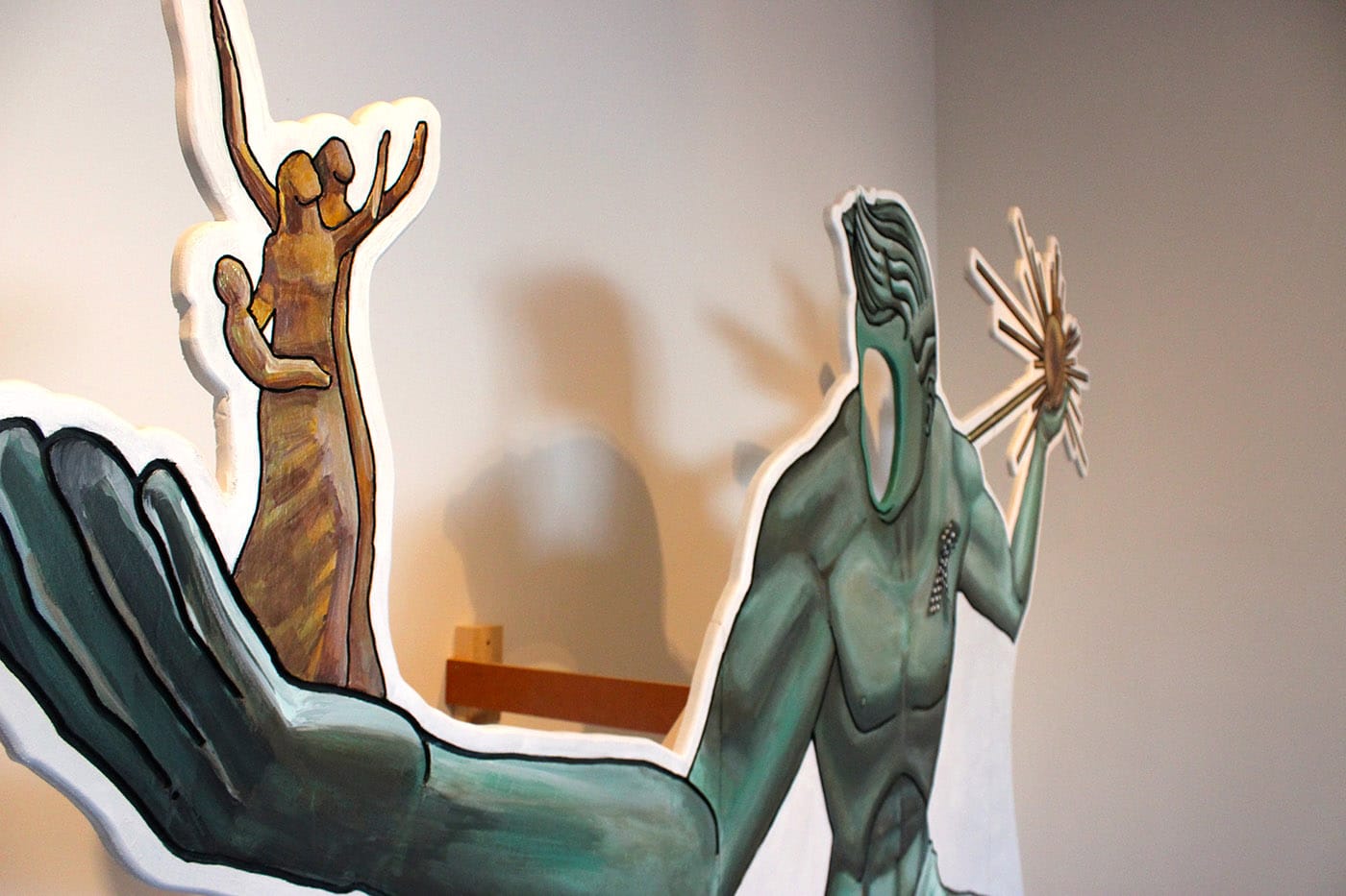 RaRoCo, "Spirit of Detroit, One Size Fits All" (2016), Acrylic, wood, ribbon 