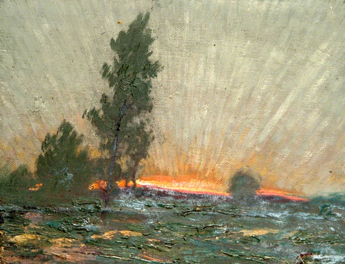 Sidney Herbert Sime, "Landscape and Sky" (nd), oil on canvas (courtesy Sidney H. Sime Memorial Gallery, via Art UK)