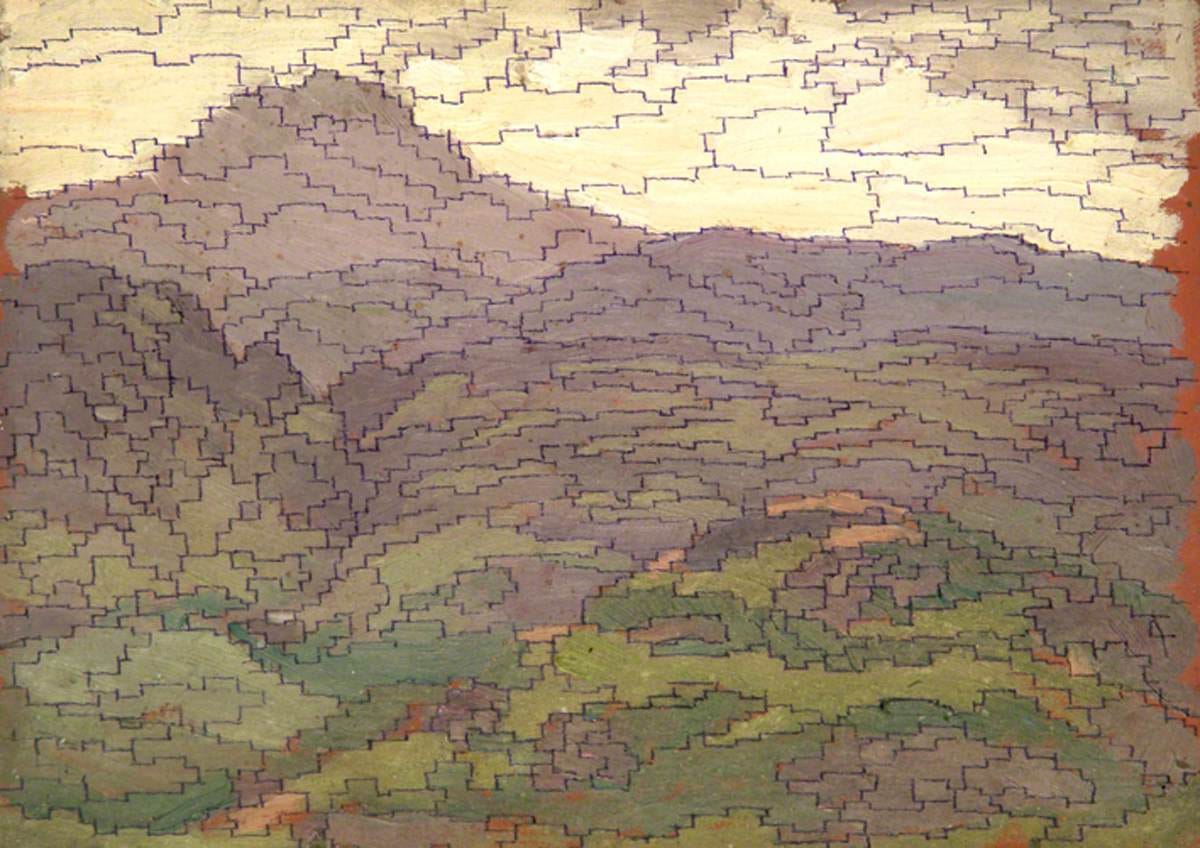 Sidney Herbert Sime, "Landscape" (nd), oil on panel board (courtesy Sidney H. Sime Memorial Gallery, via Art UK)