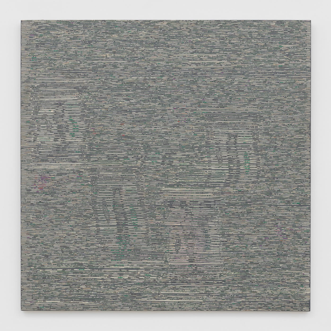 Rhys Ziemba White Whale, 2013 U.S. currency and acrylic on panel 32 1/2 x 32 1/2 x 1 1/8 inches (82.6 x 82.6 x 2.9 cm) Courtesy the artist and David Zwirner, New York/London