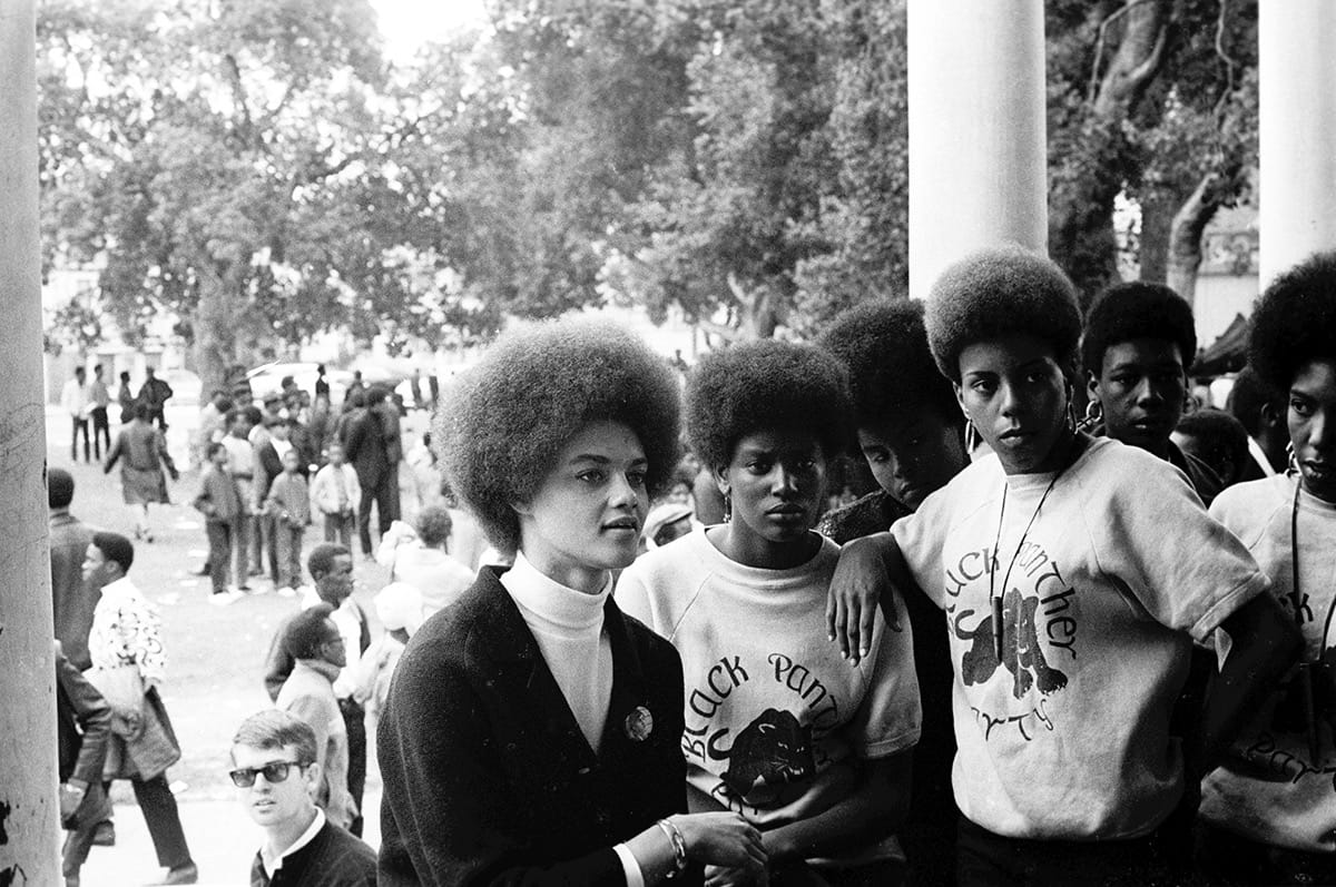 Kathleen Cleaver at Free Huey rally in Defermery Park (named by the Panthers Bobby Hutton Park) in West Oakland