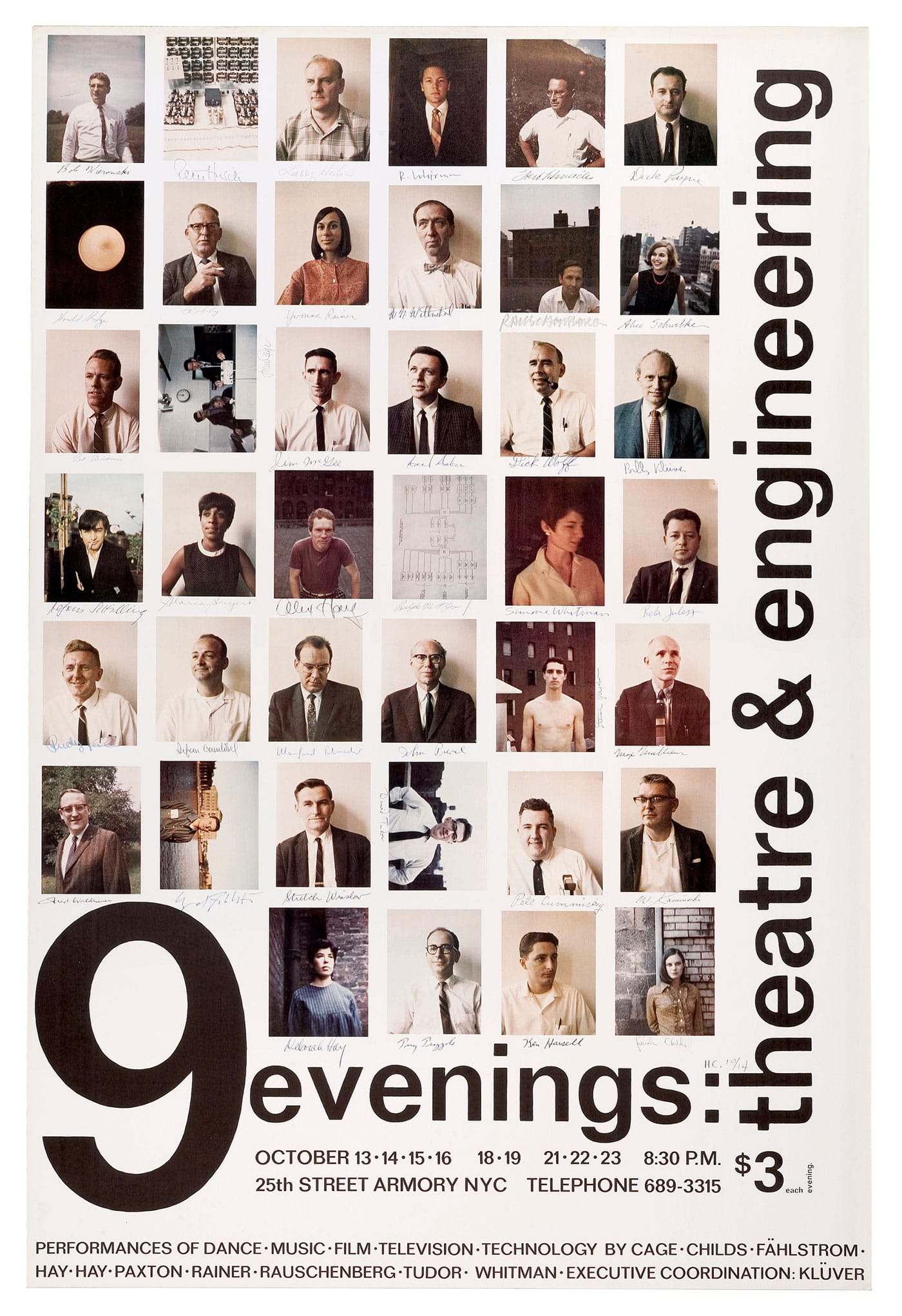 Robert Rauschenberg, '9 evenings: theatre & engineering' (1966) offset poster (image courtesy Robert Rauschenberg Foundation)