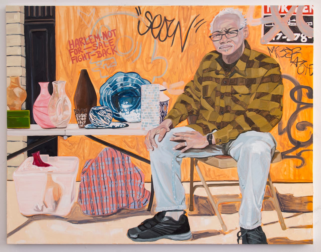 Jordan Casteel Glass Man Michael, 2016 Oil on canvas, 56 × 72 in. Courtesy the artist