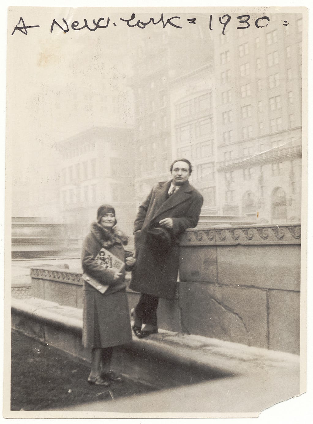 A photo of Depero and Rosetta holding the bolted book (© 2016 Artists Rights Society, New York/SIAE Rome) (click to enlarge)