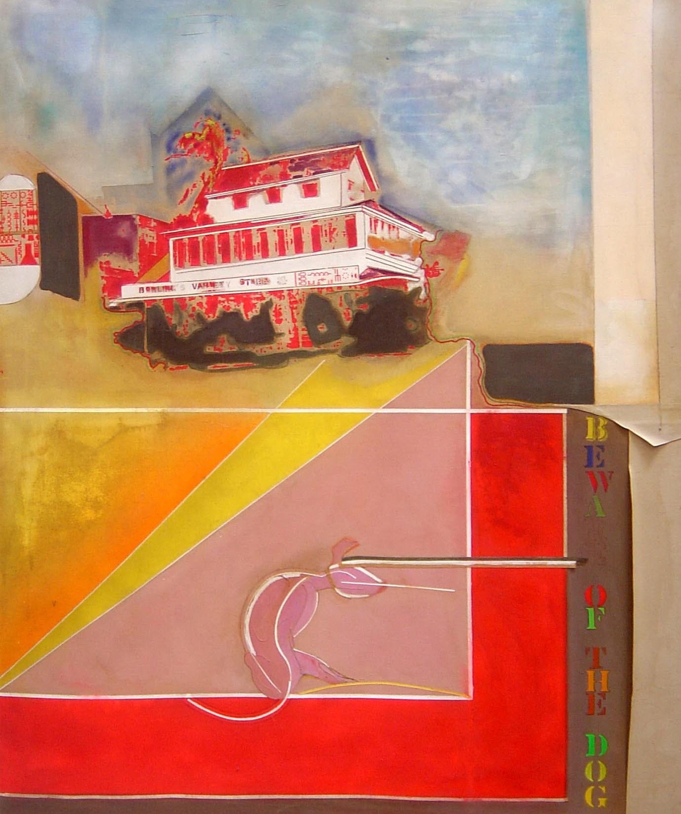 Frank Bowling Mother’s House with Beware of the Dog, 1966 Acrylic on canvas 57 x 47 1/2 in. (photo courtesy of the Artist and Hales London) New York