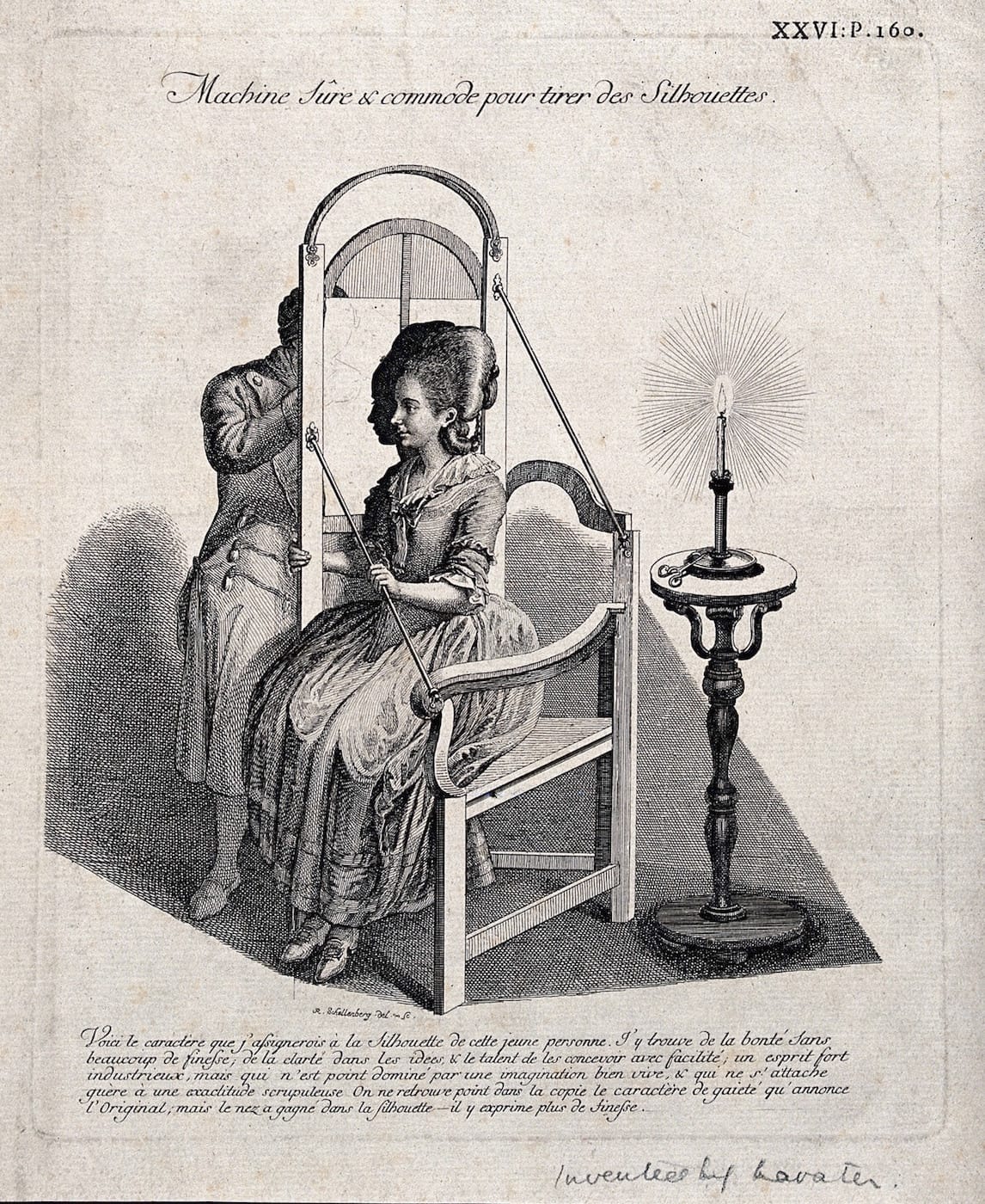 A man drawing the silhouette of a woman with translucent paper illuminated by a candle (via Wellcome Images/Wikimedia)