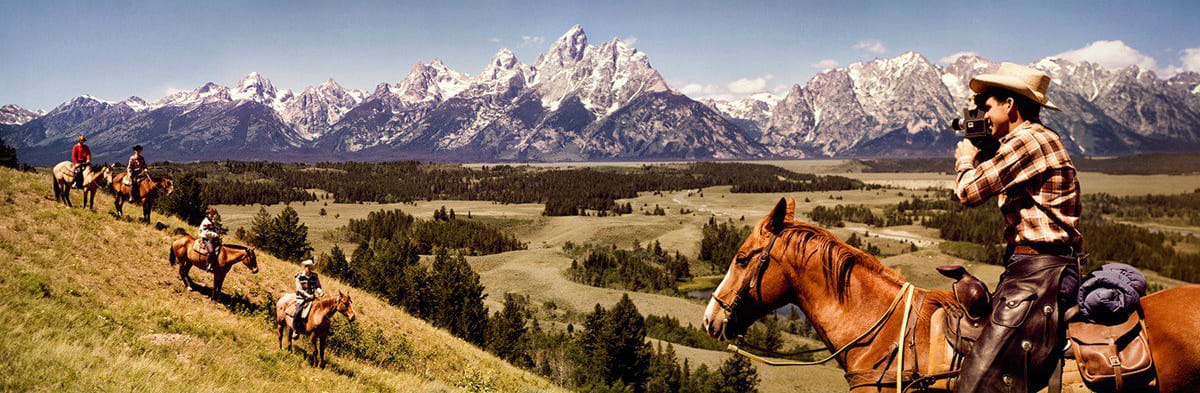 Herbert Archer and John Hood, "Cowboys in Grand Tetons, Wyoming" (1964) (courtesy George Eastman Museum, gift of Eastman Kodak Company)