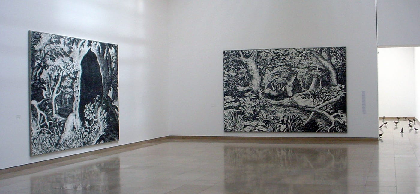 Installation view of 'Ugo Rondinone: Becoming Soil' at the Carré d'Art (photo by the author for Hyperallergic)