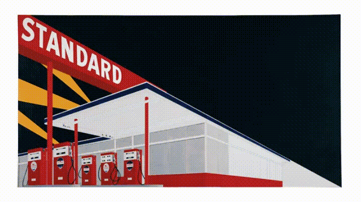 Work by Ed Ruscha (GIF by Jillian Steinhauer/Hyperallergic)