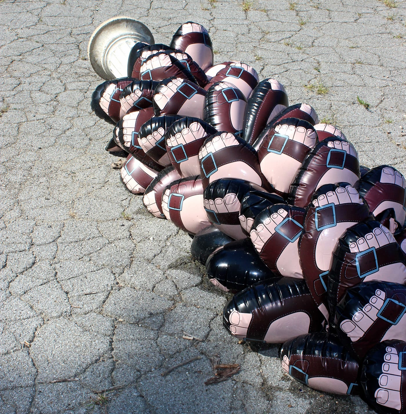 One of Stephen G. Rhodes' found object sculptures, already being reclaimed by the elements. 
