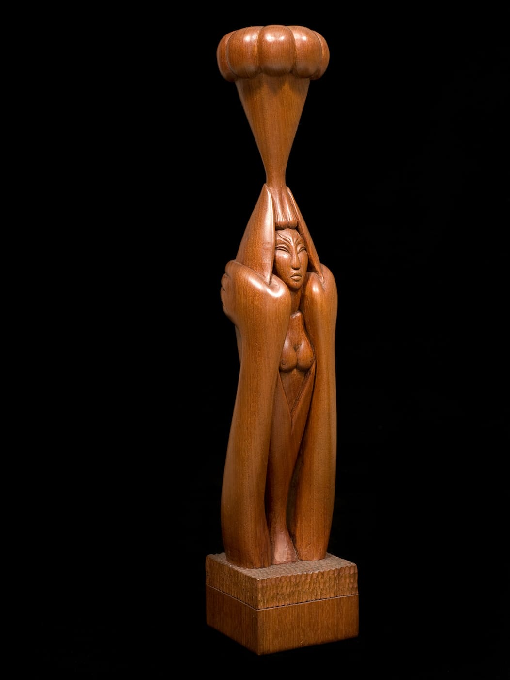 Willard Stone, "Birth of Atomic Energy" (nd), wood, 23 × 4 3/4 × 4 3/4 inches (courtesy Gilcrease Museum)