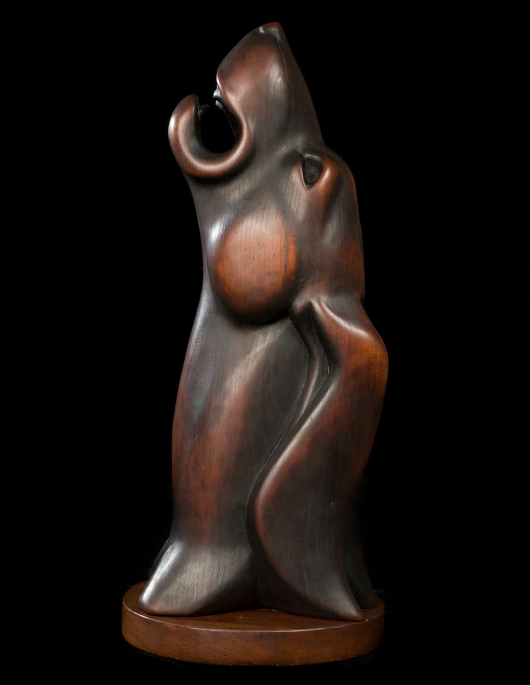 Willard Stone Tree Dog Torch burned cherry wood 13 3/4 x 3 3/4 x 5 1/8 in.