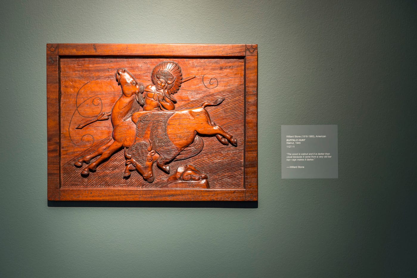 Installation view of 'Following the Grain: A Centennial Celebration of Willard Stone' (photo by Erik Campos, courtesy Gilcrease Museum)