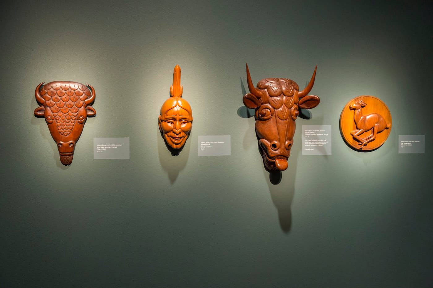 Installation view of 'Following the Grain: A Centennial Celebration of Willard Stone' (photo by Erik Campos, courtesy Gilcrease Museum)