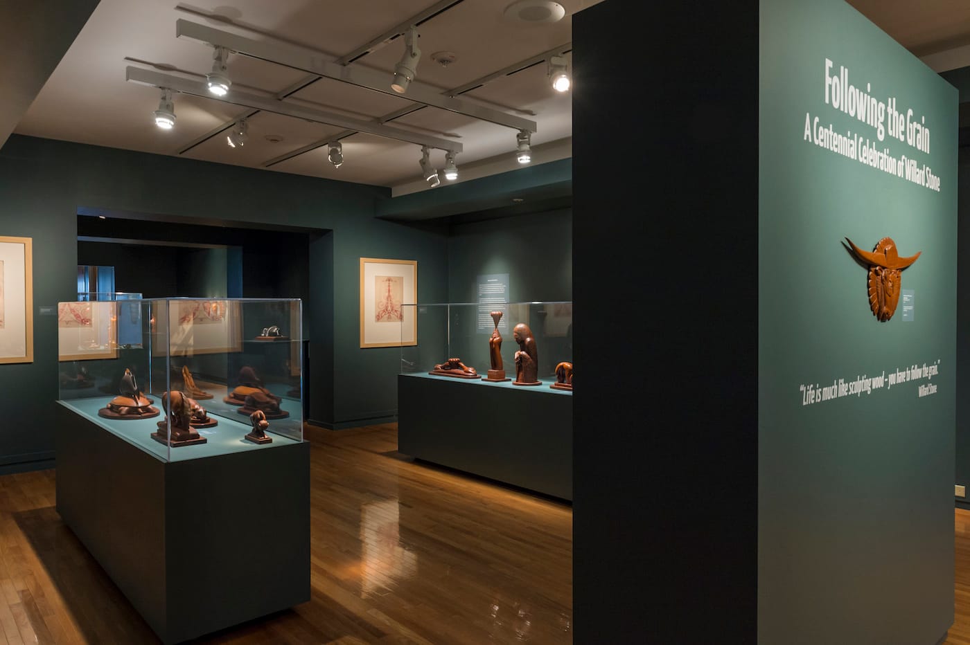 Installation view of 'Following the Grain: A Centennial Celebration of Willard Stone' (photo by Erik Campos, courtesy Gilcrease Museum)