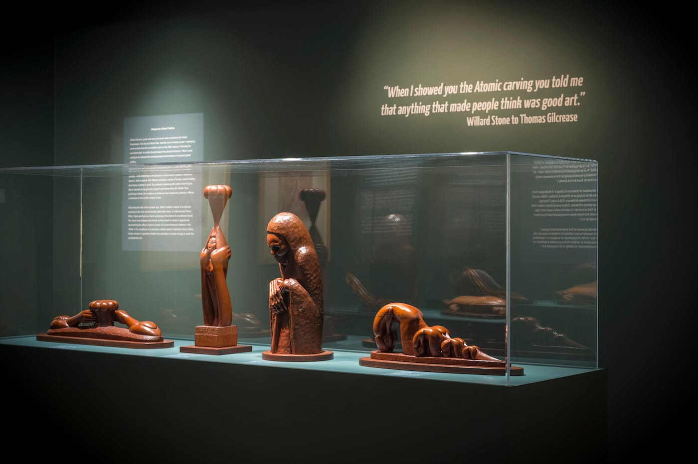 Installation view of 'Following the Grain: A Centennial Celebration of Willard Stone' (photo by Erik Campos, courtesy Gilcrease Museum)