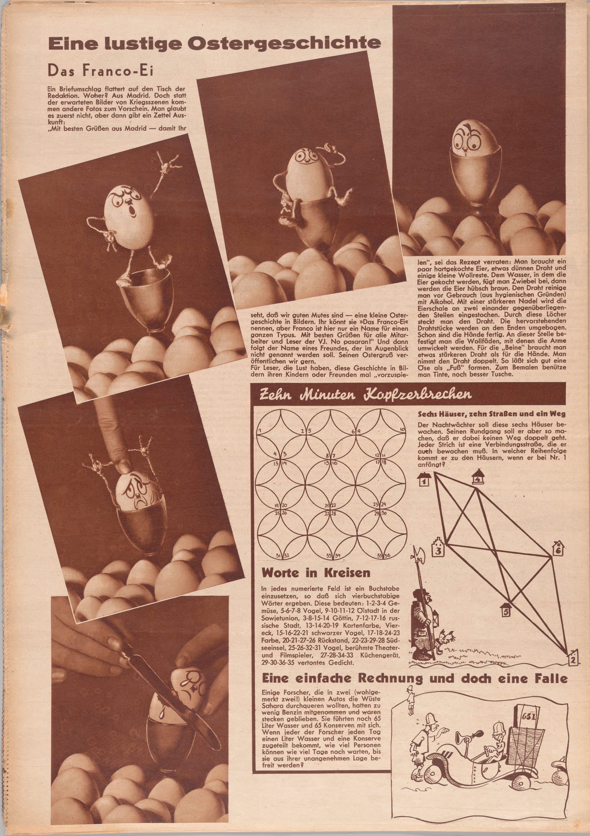Die Volks-Illustrierte, March 31, 1937“Eine lustige Ostergeschichte: Das Franco-Ei”(“A Funny Easter Story: Franco, the Egg,”photographs by Kati Horna and Wolfgang Bürger)Private Collection, New York