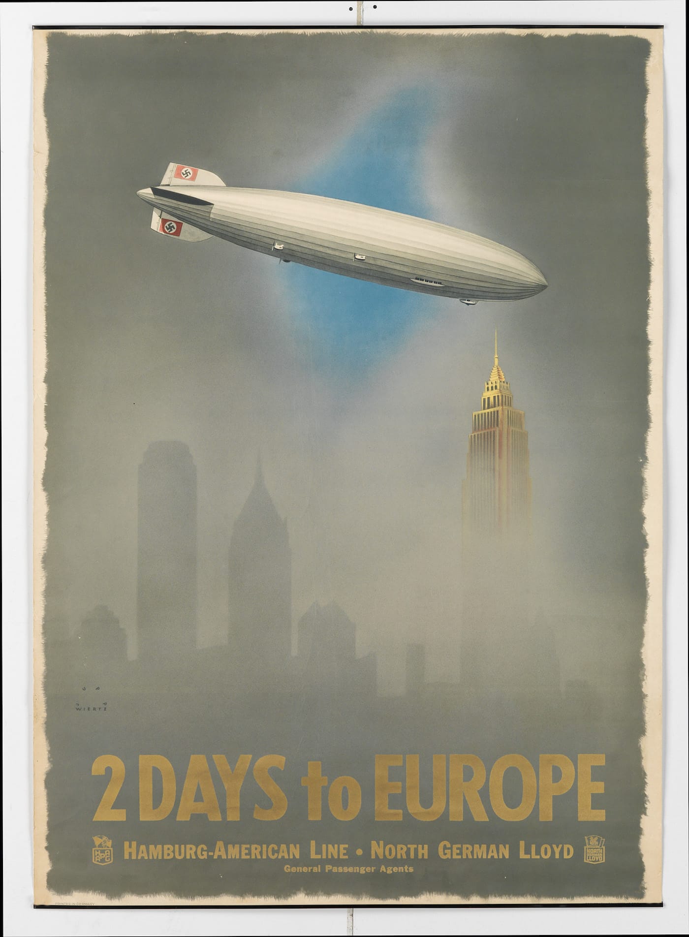 Jupp Wiertz, "2 Days to Europe / Hamburg – American Line" (1936), estimate $8,000 to $12,000