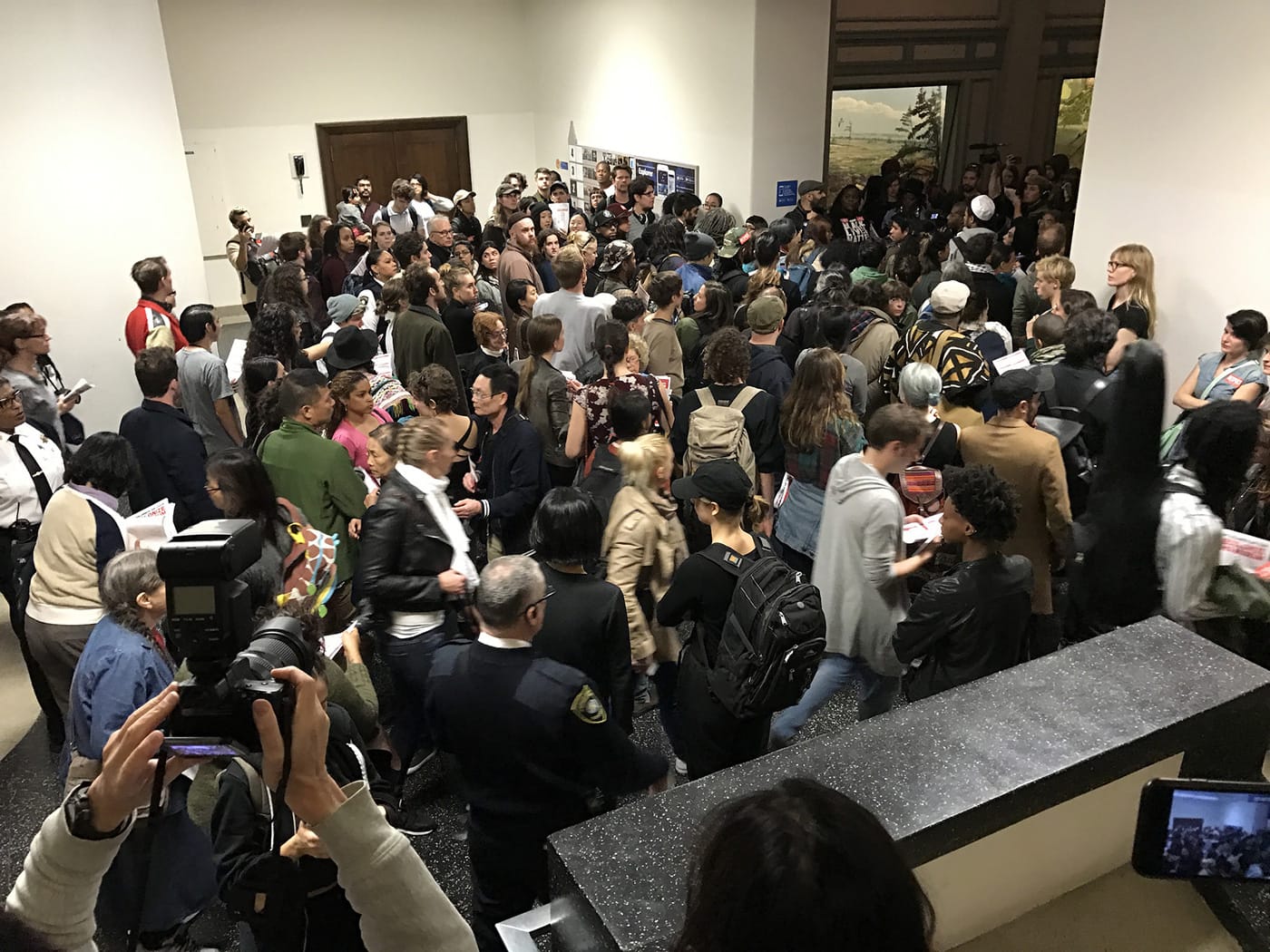 Some of the 200+ visitors taking part in the Decolonize This Place tour.