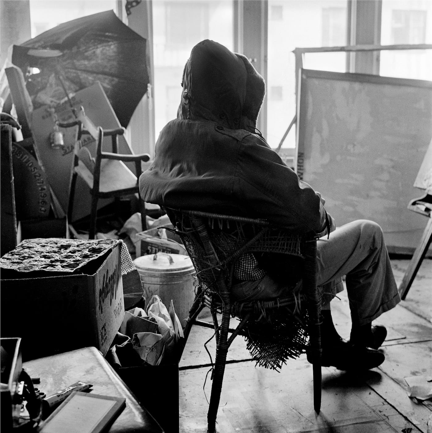 Burchard contact sheet: Conner in his studio (back to camera)