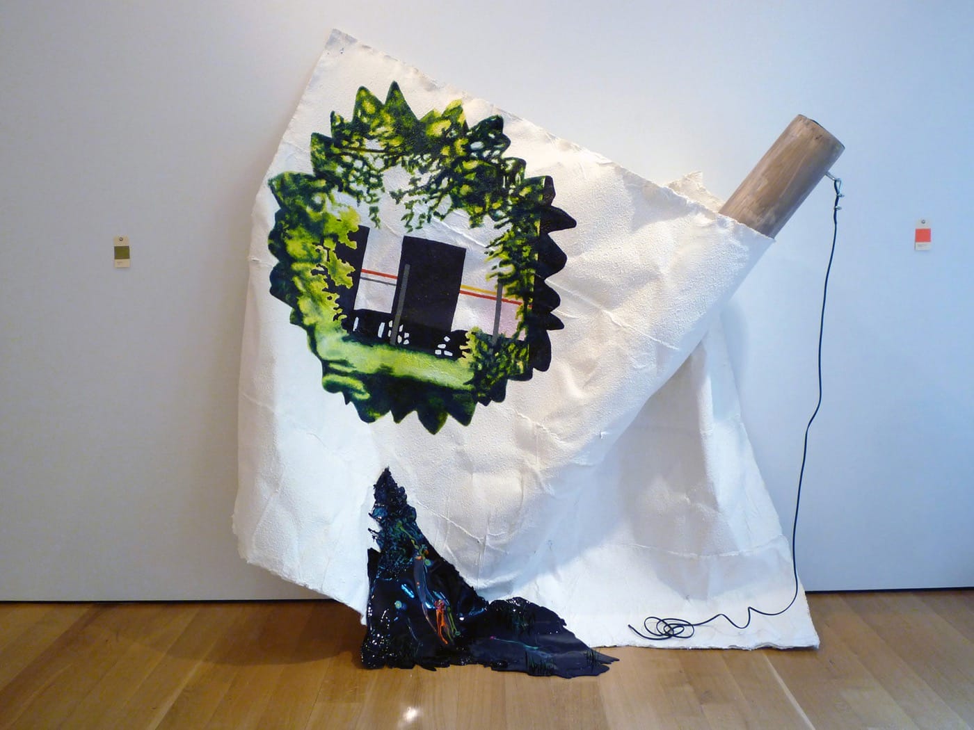 Nicole Awai Flashback - Magnetic Force, 2011, resin, cotton linter fiber, wire form, nail polish, 88 x 36 x 90 inches.