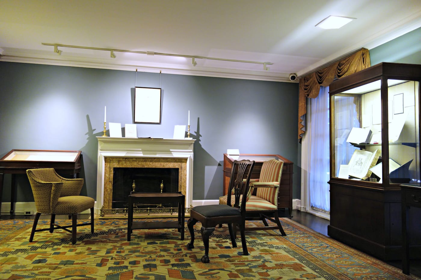 Installation view of 'The Centaur Turns One Hundred: A Century of Bruce Rogers' Centaur Type, From the Collection of Jerry Kelly' at the Grolier Club (photo by the author for Hyperallergic)