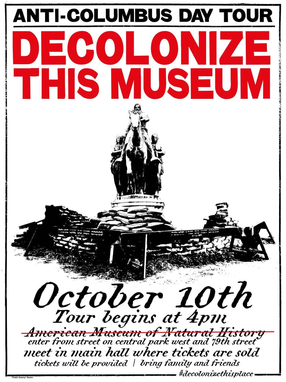A flyer for the #DecolonizeThisPlace tour of the American Museum of Natural History (via artistsspace.org)
