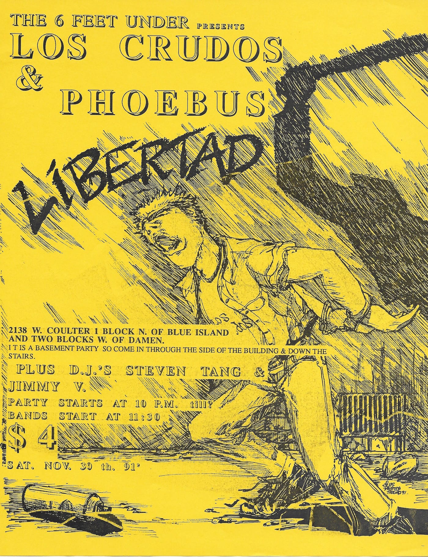 A flyer for a Los Crudos performance (courtesy Martin Sorrondeguy)