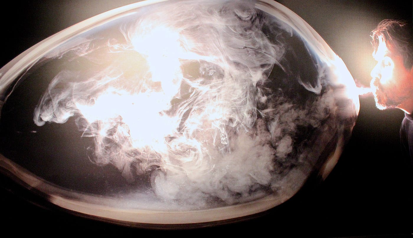 Koen Vanmechelen's visual musing highlights the duality of vessel and spirit. Part of Energy/Mass at Wasserman Projects. All photos are by the author for Hyperallergic.