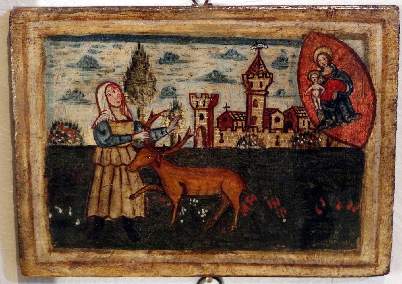 Ex voto of a deer injury in Santuario della Madonna di San Romano, Montopoli in Val d'Arno, Italy (photo by Sailko/Wikimedia)