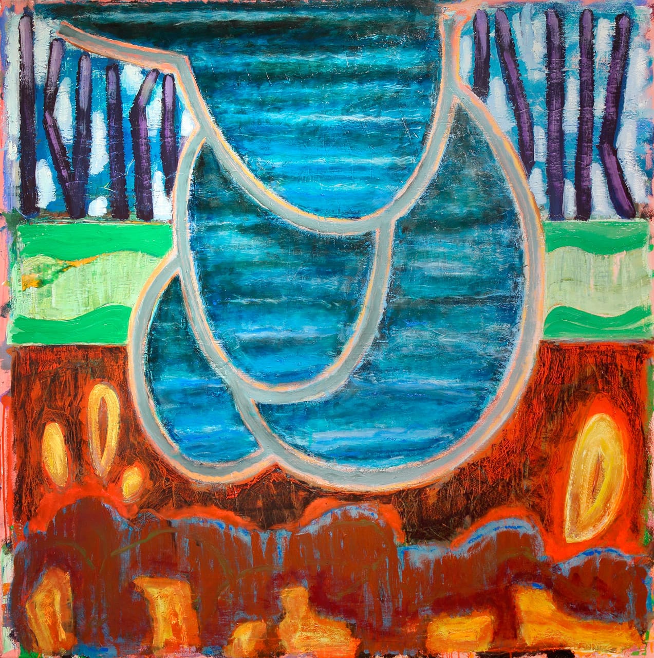 Gregory Amenoff, "Flood" (2015), oil on canvas, 64 x 64 inches (photo courtesy Alexandre Gallery)