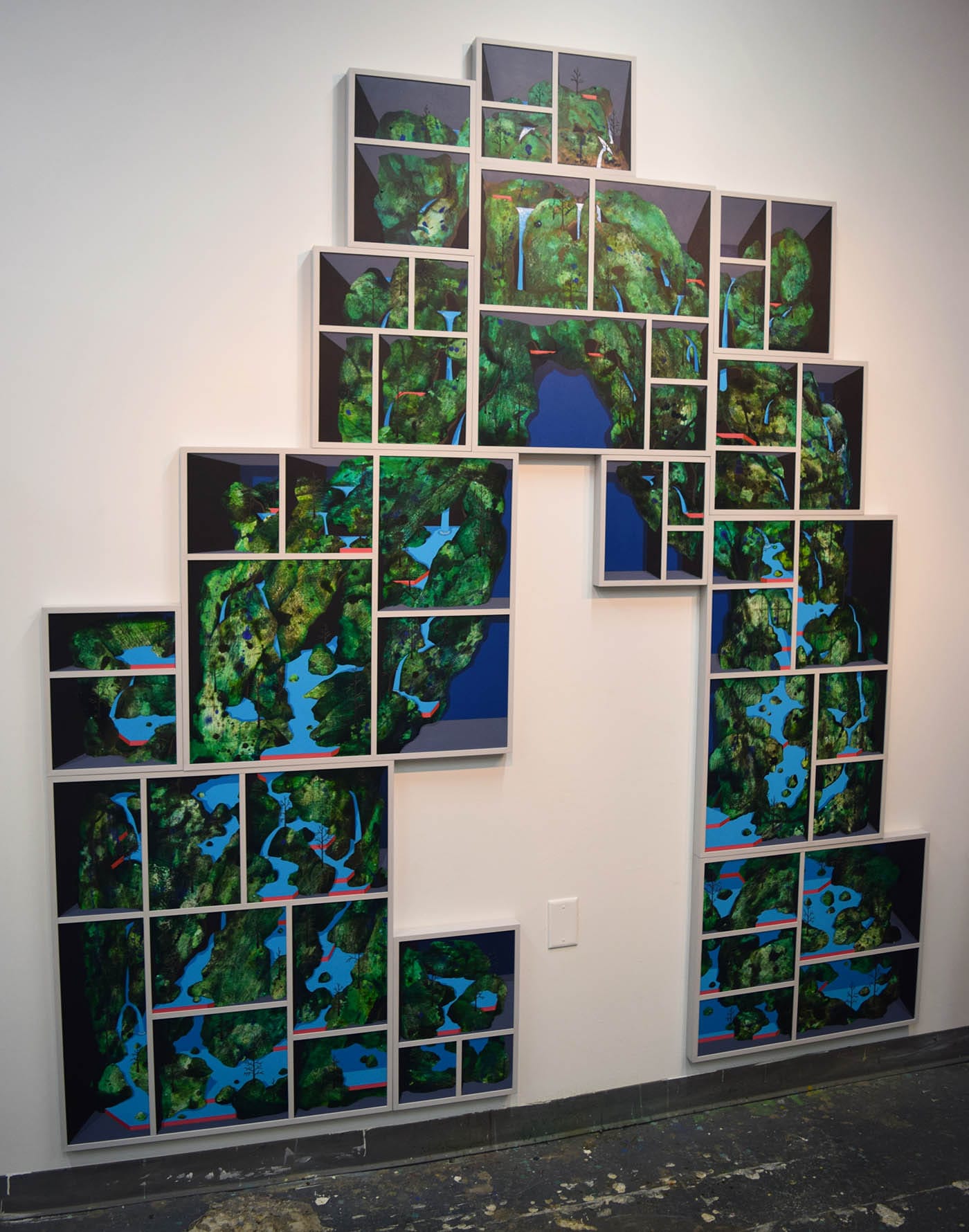 A new mixed media work by Patrick J. Campbell in his studio at 131 8th Street