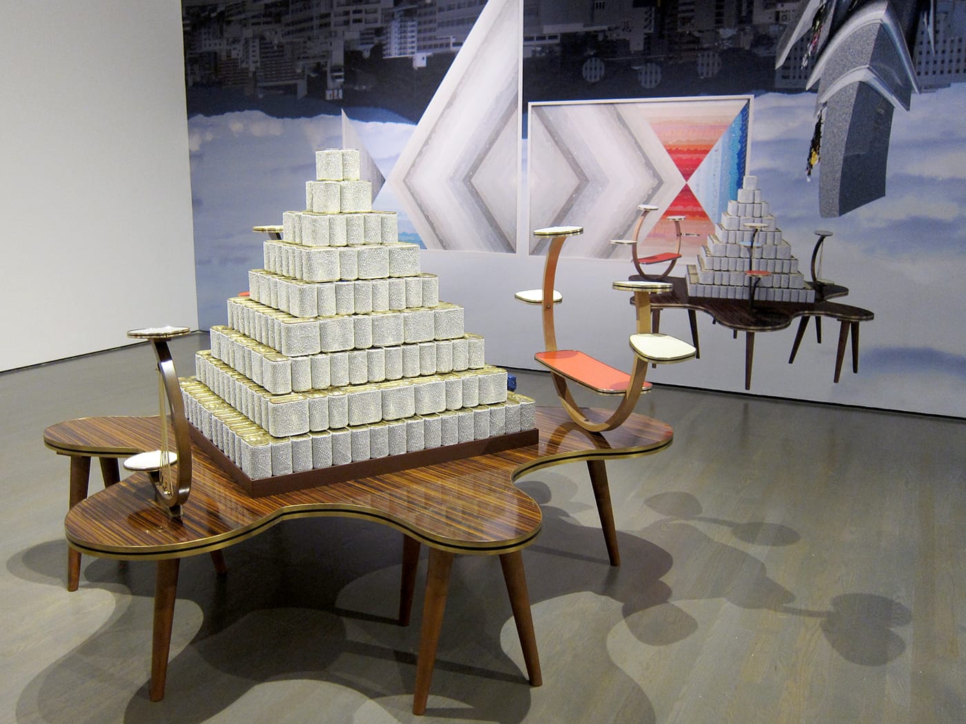 Haegue Yang, "Can Cosies Pyramid - Tulip 340g Silver" (2011)