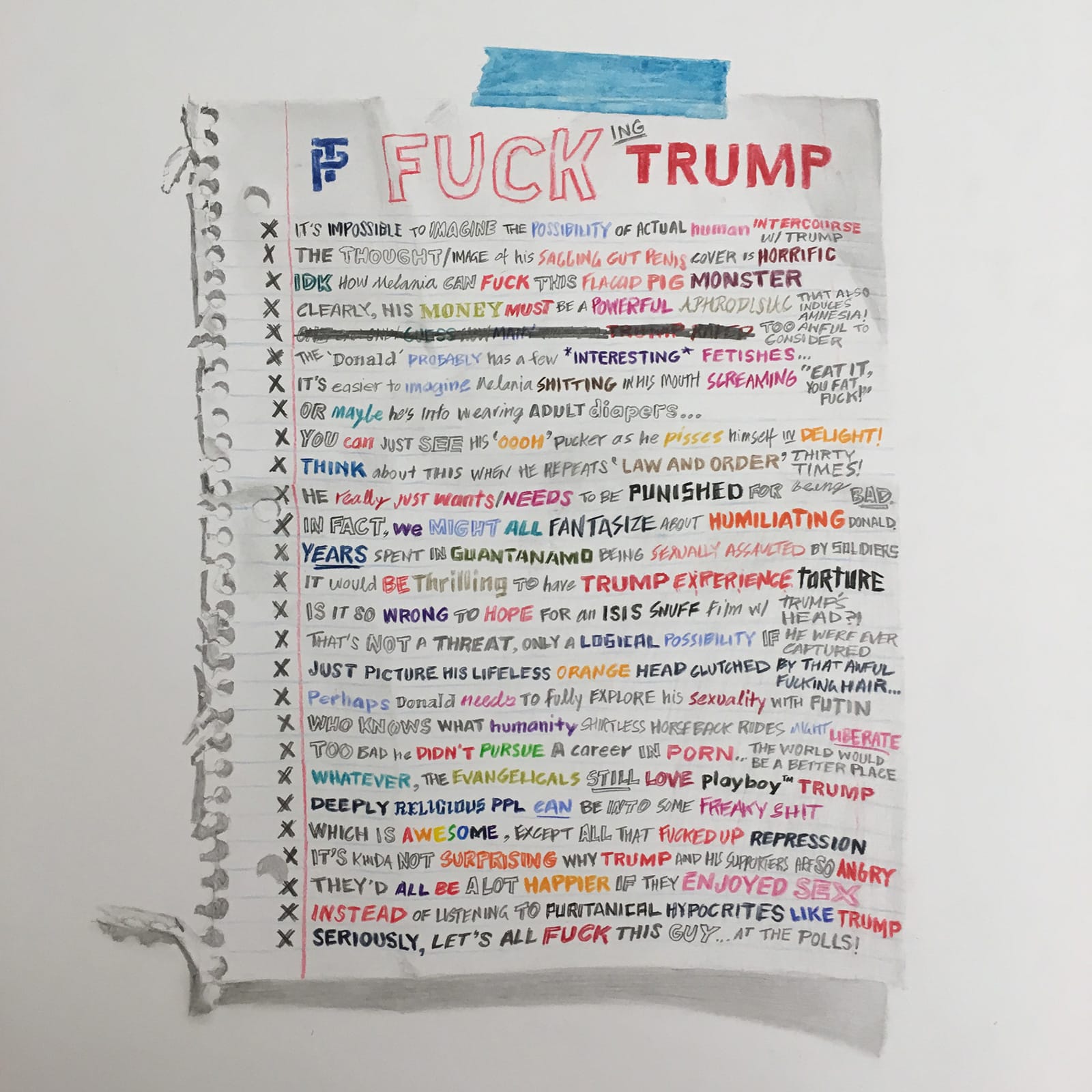 William Powhida, "Fuck Trump" (2016) (image courtesy the artist)