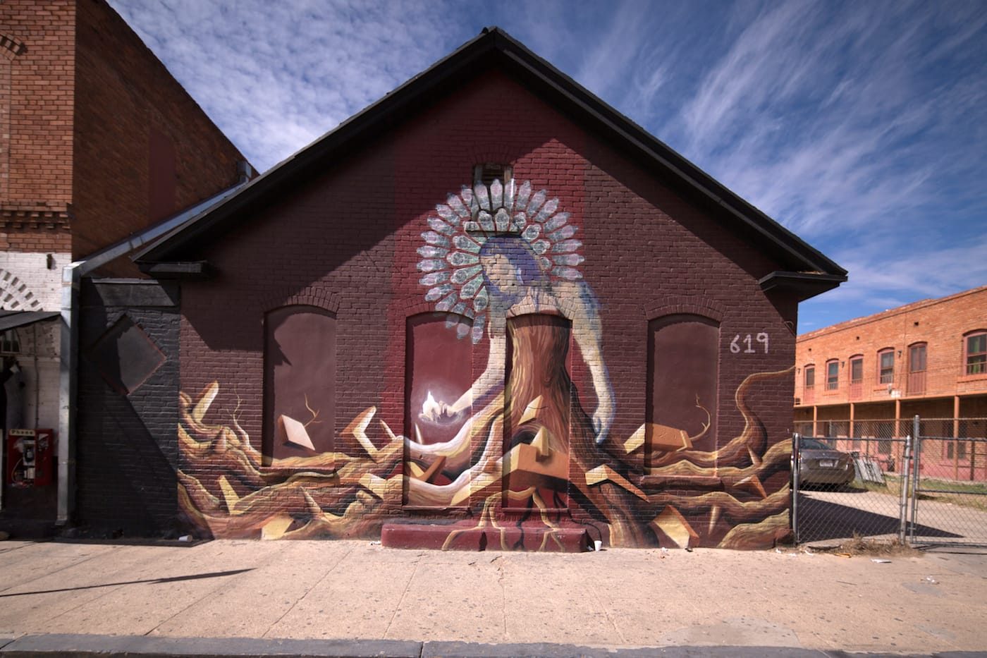 Mural in El Paso’s El Segundo Barrio and Chihuahuita neighborhoods. The areas have several historic structures under threat of demolition as El Paso develops (photo by Marc Stone)