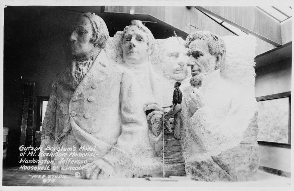 Gutzon Borglum's model of the Mount Rushmore memorial (1936) (via Library of Congress/Wikimedia)