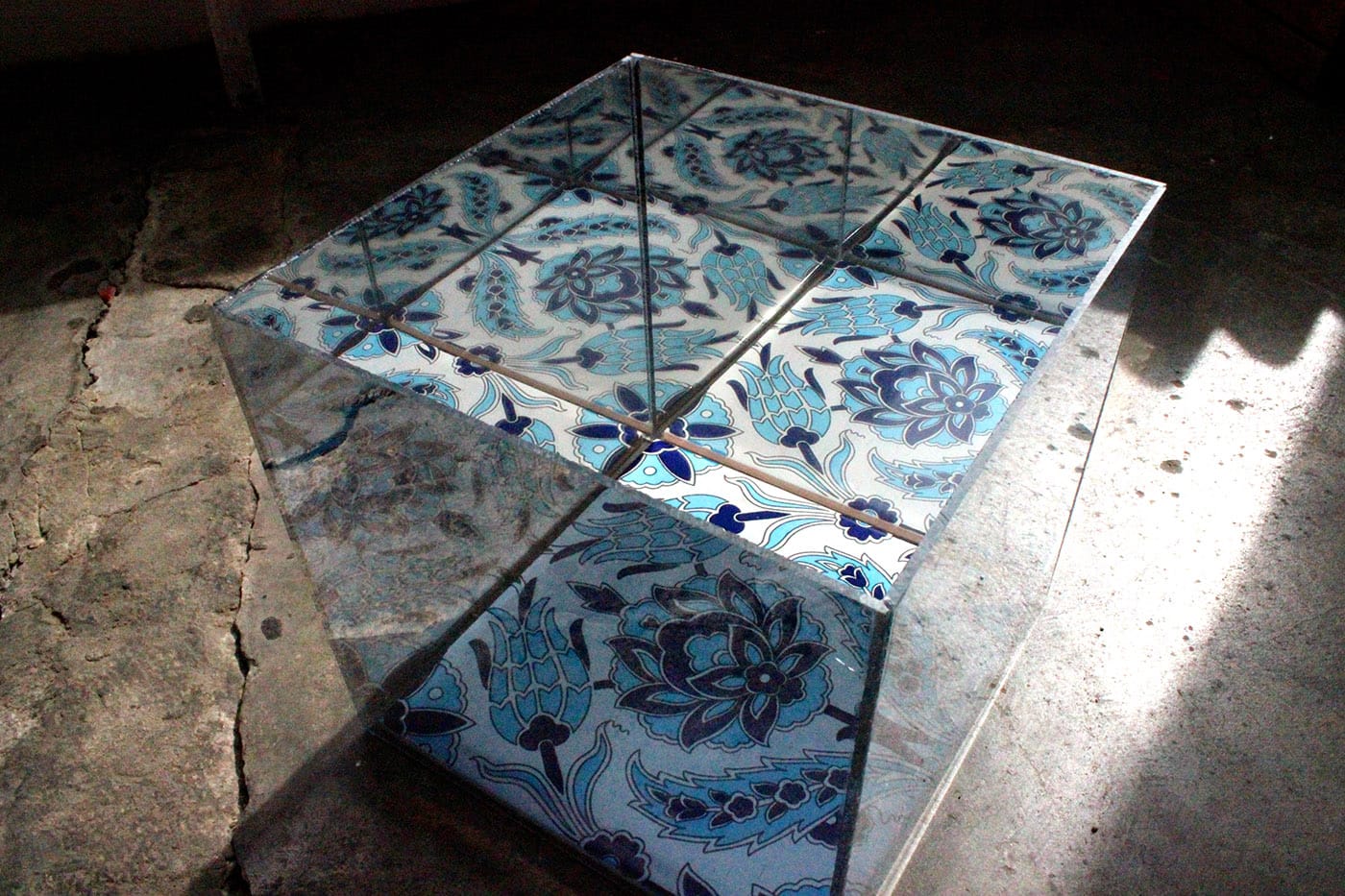 "Zikr II or if Carl Andre was a Sufi" is one of several pieces that interposes Khan's understanding of art history with his personal history.