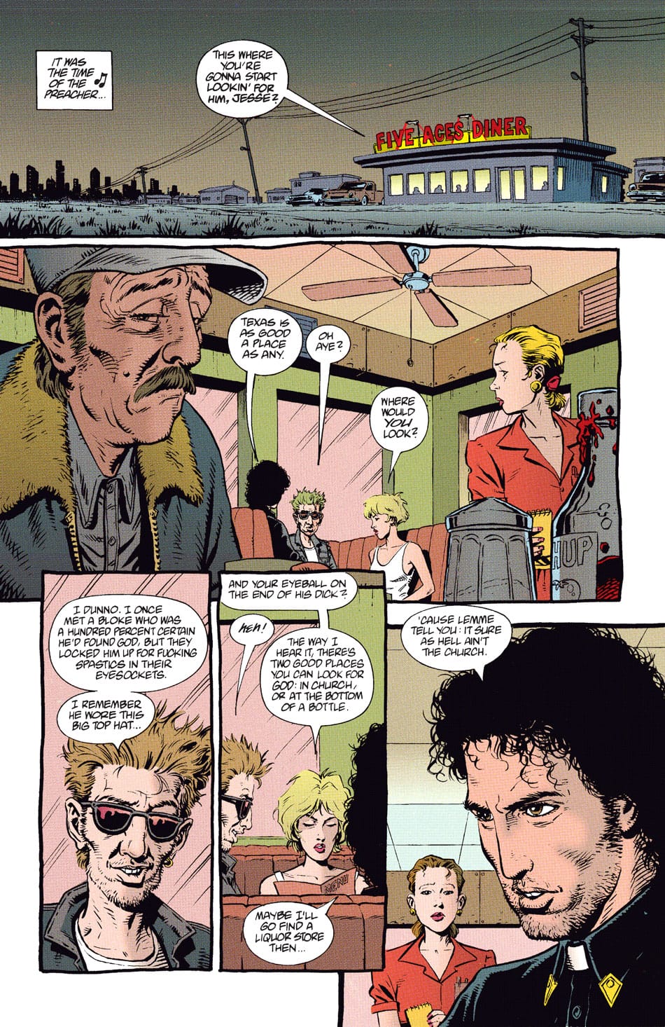 A page from 'Preacher,' with art by Steve Dillon (all images courtesy DC Entertainment)