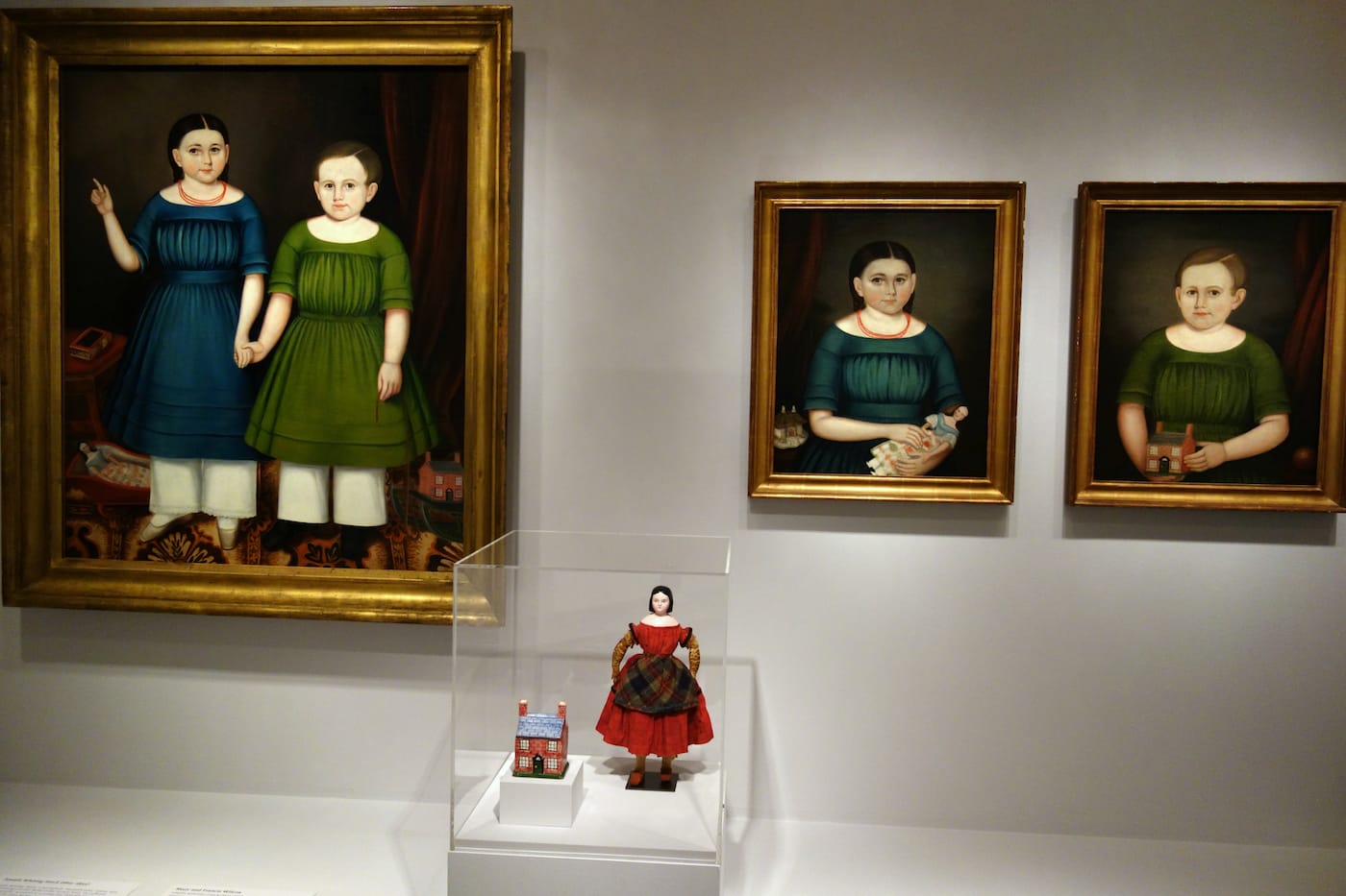 Installation view of 'Securing the Shadow: Posthumous Portraiture in America' at the American Folk Art Museum (photo by the author for Hyperallergic)