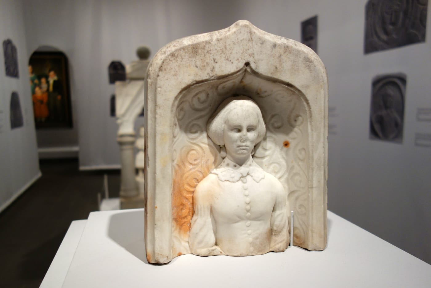 Installation view of 'Securing the Shadow: Posthumous Portraiture in America' at the American Folk Art Museum (photo by the author for Hyperallergic)