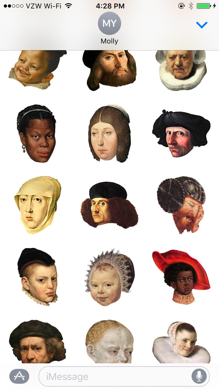 "Rejoinders" sticker pack of expressions from Old Master paintings