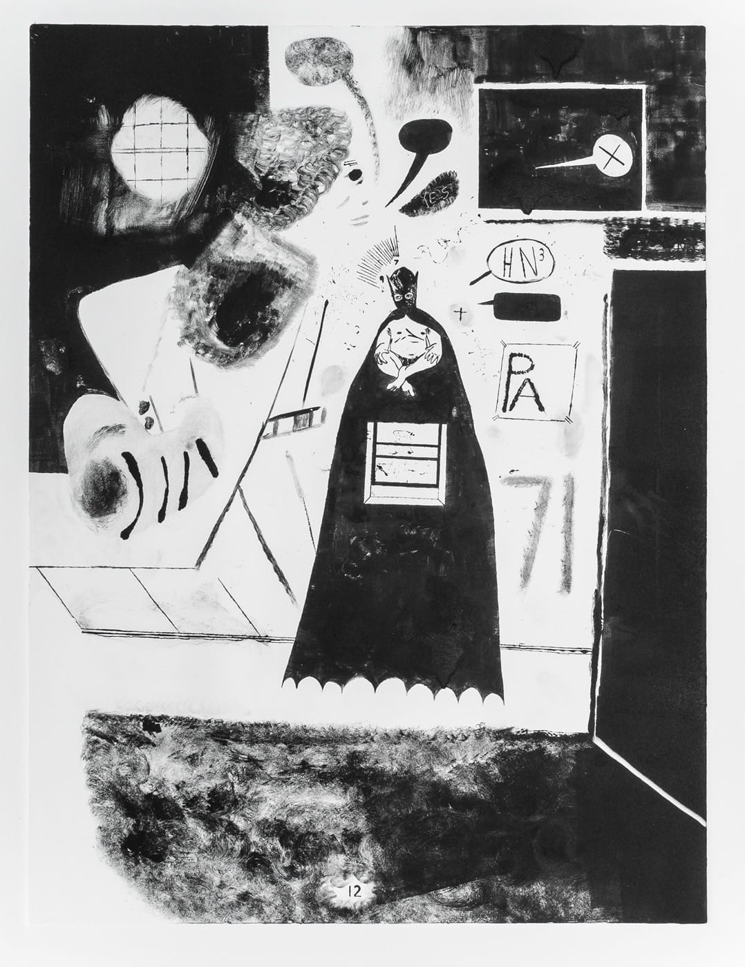 Kenny Rivero (Dominican American, b.1981), Gotham City Screams, Issue #4, Page 12, 2016. Monotype. 24 x 18 inches. (Courtesy of the Artist.Image © 2016 Kenny Rivero)