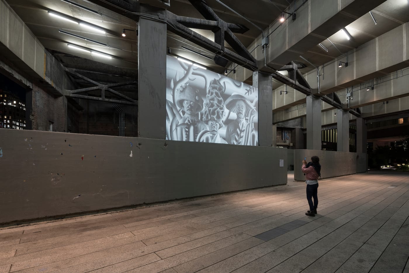 Mary Reid Kelley, 'We're Wallowing in Your Disco Tent' (2016) installation view, part of High Line Channel 14 (photo by Timothy Schenck, courtesy Friends of the High Line)