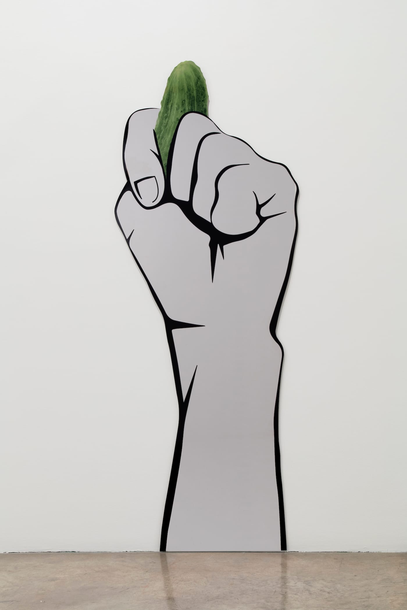 Slavs and Tatars, "Figa" (2016), screen-print on polished steel, 76 3/4 x 29 1/2 in (click to enlarge)