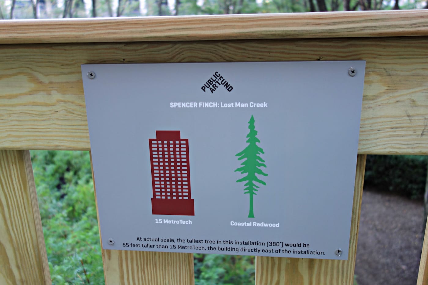 Installation view of 'Spencer Finch: Lost Man Creek' in the Metrotech Commons, Downtown Brooklyn