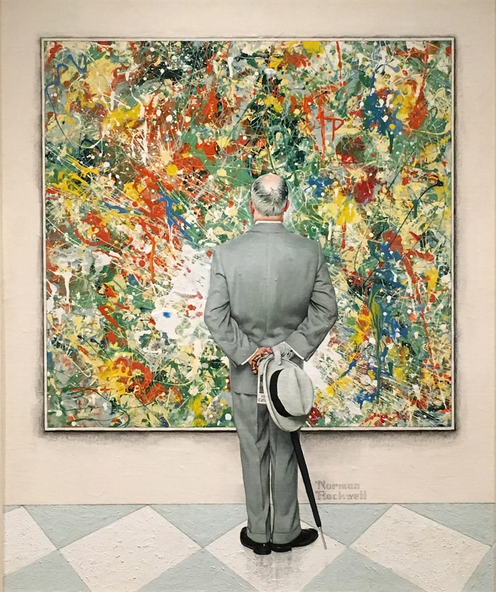 Norman Rockwell, “The Connoisseur” (1961), Oil on canvas. Cover for The Saturday Evening Post. Private Collection. 