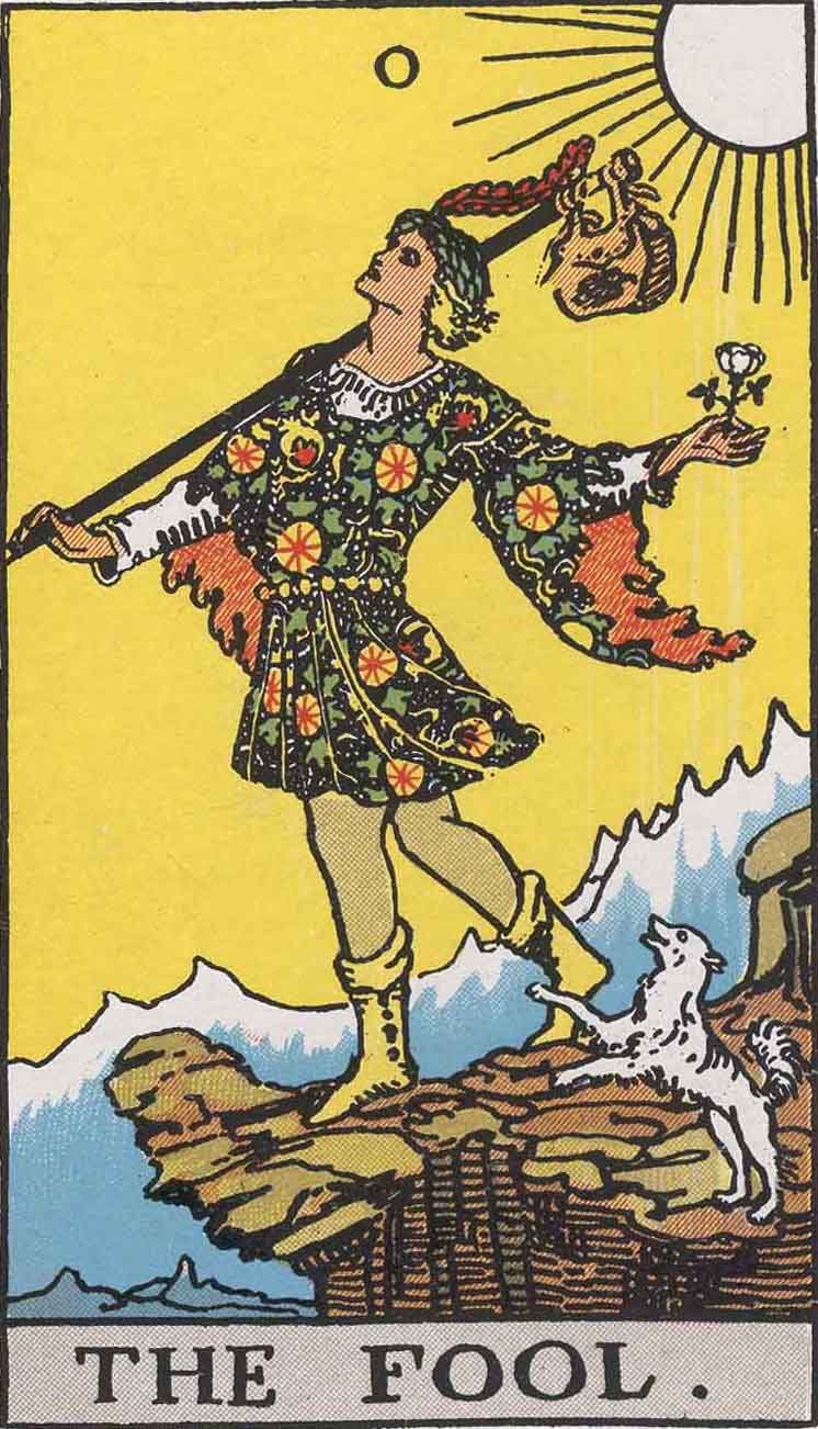 "The fool" in the Rider-Waite tarot deck (via Wikimedia)